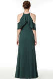 Affordable Cold-shoulder Ruffle Dark Green Bridesmaid Dresses Online