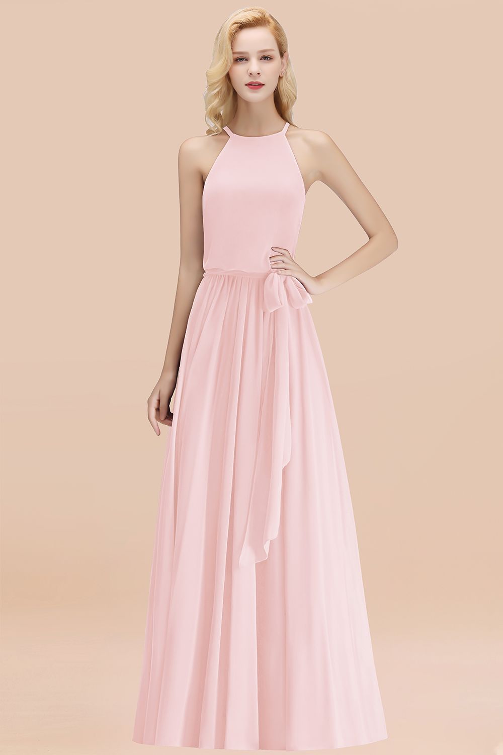 Affordable Halter Bow Long Bridesmaid Dresses Modest Burgundy Chiffon Newinlook Affordable Halter Bow Long Bridesmaid Dresses Modest Burgundy Chiffon Newinlook
