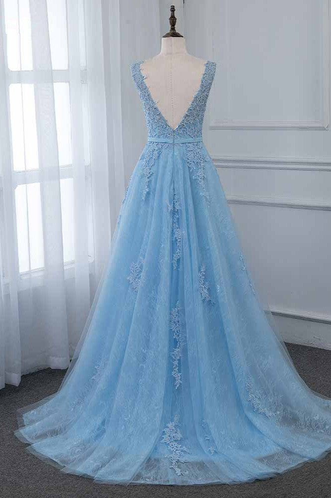Affordable Jewel Sleeveless A-line Prom Dresses with Lace Online