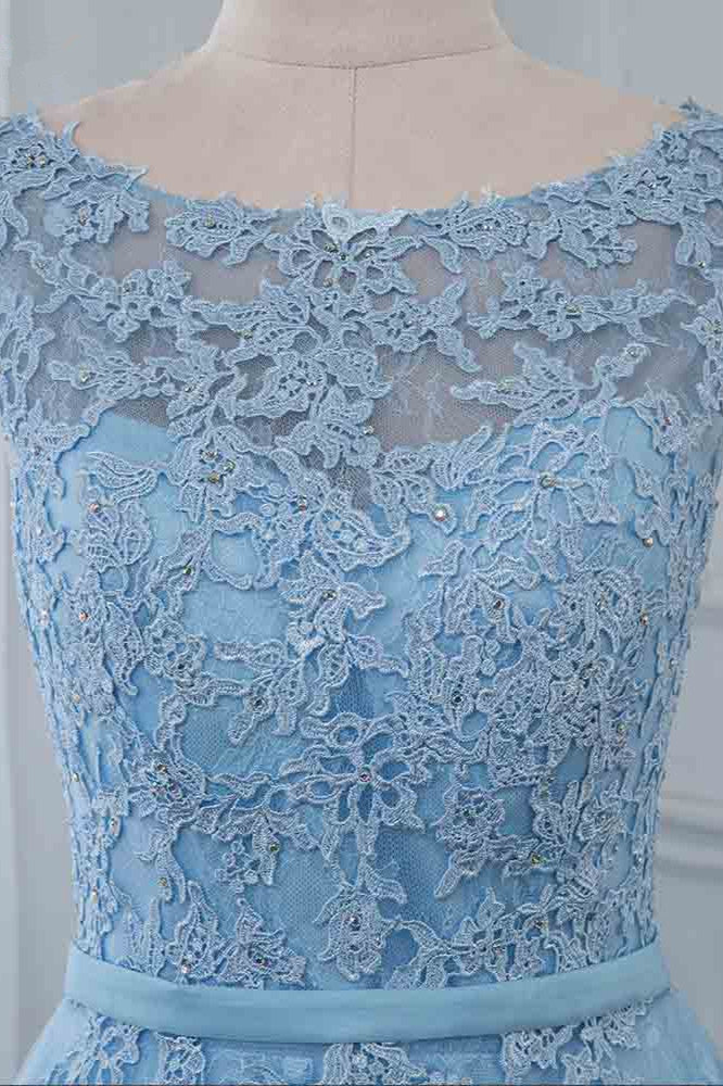 Affordable Jewel Sleeveless A-line Prom Dresses with Lace Online