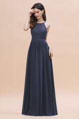 Affordable Jewel Sleeveless Stormy Chiffon Bridesmaid Dress with Ruffles Online