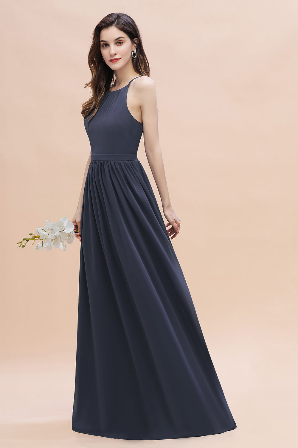 Affordable Jewel Sleeveless Stormy Chiffon Bridesmaid Dresses with Ruf Newinlook Affordable Jewel Sleeveless Stormy Chiffon Bridesmaid Dresses with Ruf Newinlook