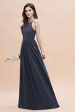 Affordable Jewel Sleeveless Stormy Chiffon Bridesmaid Dress with Ruffles Online