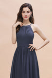 Affordable Jewel Sleeveless Stormy Chiffon Bridesmaid Dress with Ruffles Online
