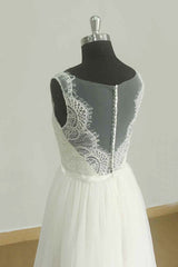 Affordable Jewel Sleeveless Tulle Wedding Dress Appliques Ruffles White Bridal Gowns On Sale