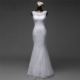 Affordable Lace Jewel Sleeveless Mermaid Wedding Dresses Online