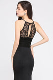 Affordable Mermaid Keyhole Black Lace Bridesmaid Dress Online
