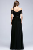 Affordable Off-the-shoulder Black Lace Bridesmaid Dress Online