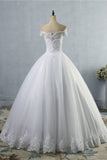 Affordable Off-the-Shoulder Lace Tulle Wedding Dress Short Sleeves White Bridal Gowns On Sale