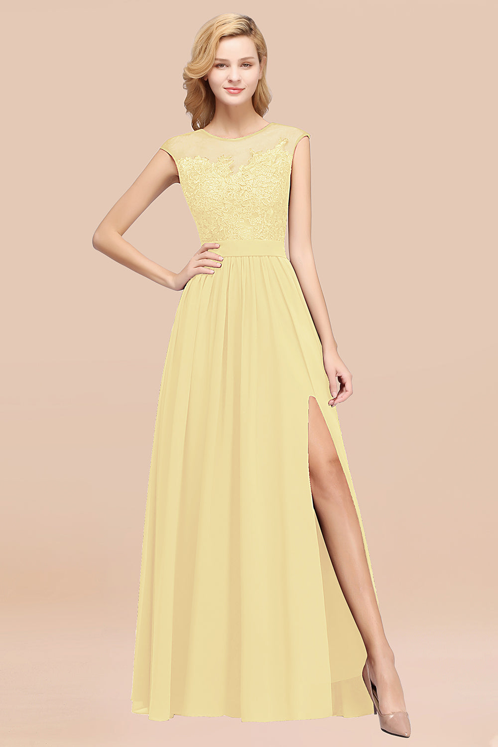 yellow lace bridesmaid dresses Pastel Yellow Mismatched Mermaid Lace Up Back Long Bridesmaid Dresses, CB0336 US16 / Pic Green / Spaghetti strap