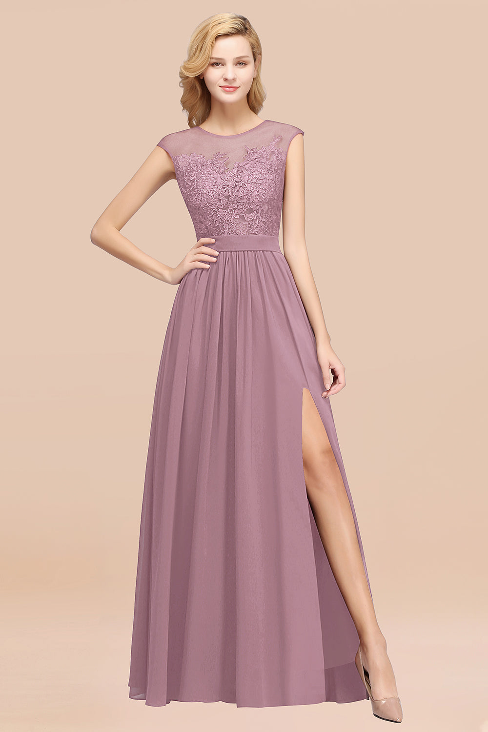 Affordable Scoop Lace Appliques Yellow Bridesmaid dresses with Slit Newinlook Affordable Scoop Lace Appliques Yellow Bridesmaid dresses with Slit Newinlook