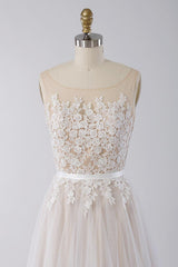 Affordable Sleeveless Jewel Appliques Wedding Dress Tulle Ruffles A-line Bridal Gowns On Sale
