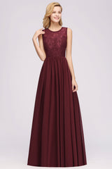 Affordable Sleeveless Lace Pink Bridesmaid Dress With Hollowout Back
