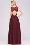 Affordable Sleeveless Lace Pink Bridesmaid Dress With Hollowout Back