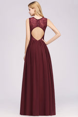 Affordable Sleeveless Lace Pink Bridesmaid Dress With Hollowout Back