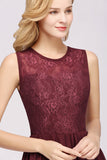 Affordable Sleeveless Lace Pink Bridesmaid Dress With Hollowout Back