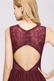 Affordable Sleeveless Lace Pink Bridesmaid Dress With Hollowout Back