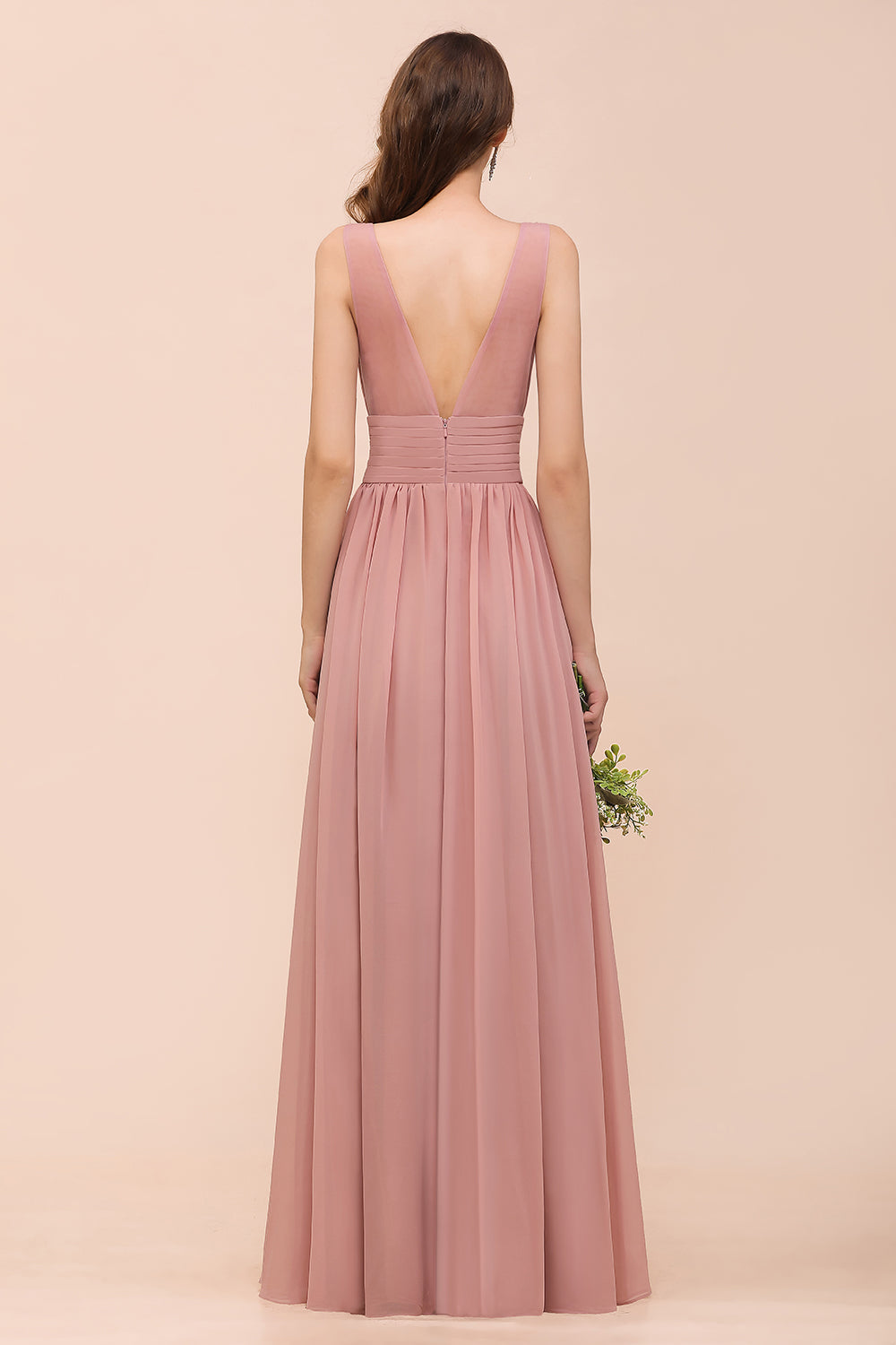 Affordable Sleeveless Ruffle Vintage Mauve Bridesmaid Dress