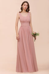 Affordable Sleeveless Ruffle Vintage Mauve Bridesmaid Dress