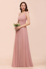 Affordable Sleeveless Ruffle Vintage Mauve Bridesmaid Dress