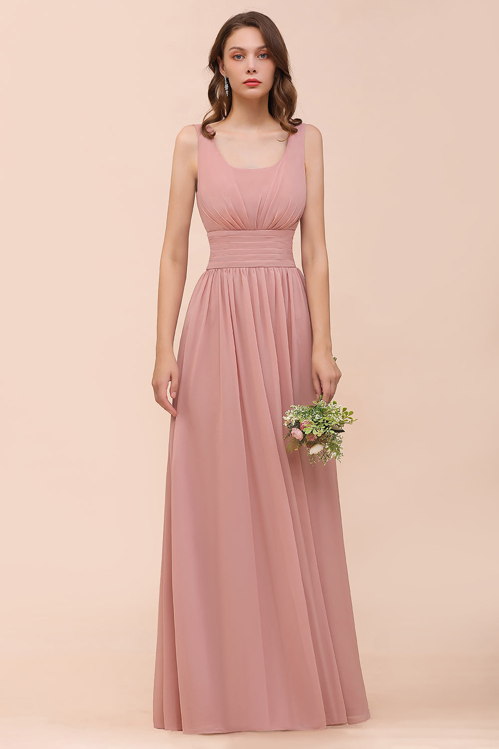 Affordable Sleeveless Ruffle Vintage Mauve Bridesmaid Dress