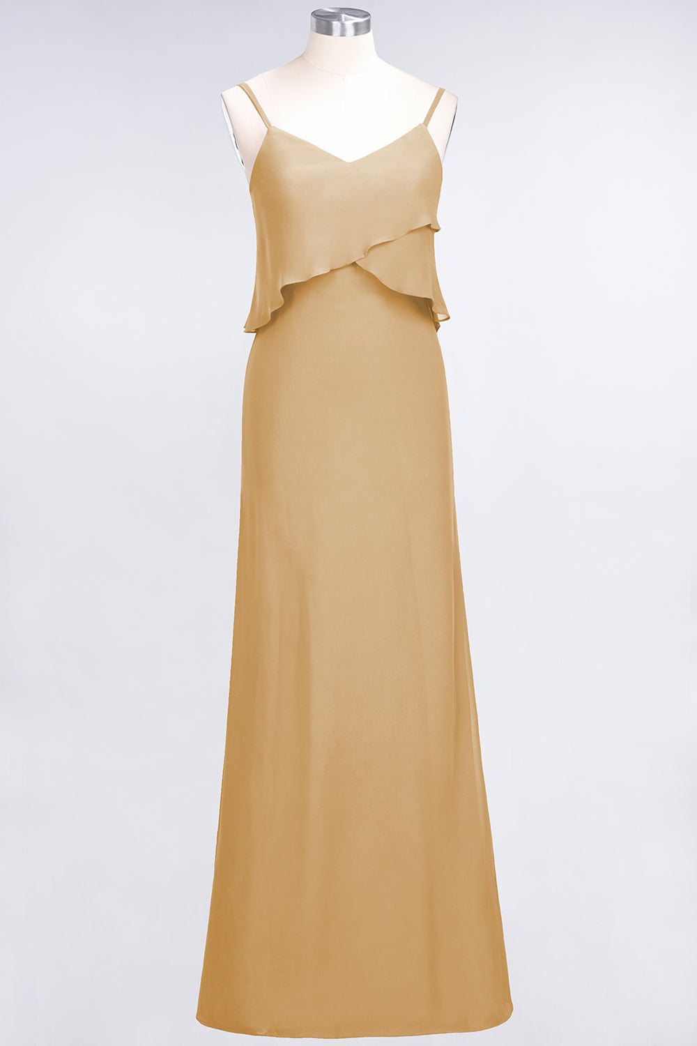 Affordable Spaghetti-Straps V-Neck Burgundy Chiffon Bridesmaid Dresses