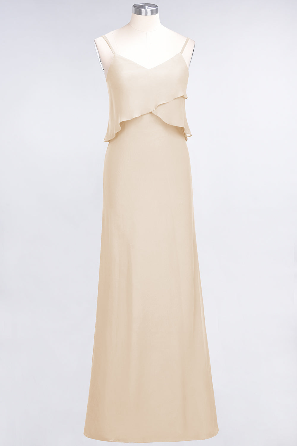 Affordable Spaghetti-Straps V-Neck Burgundy Chiffon Bridesmaid Dresses