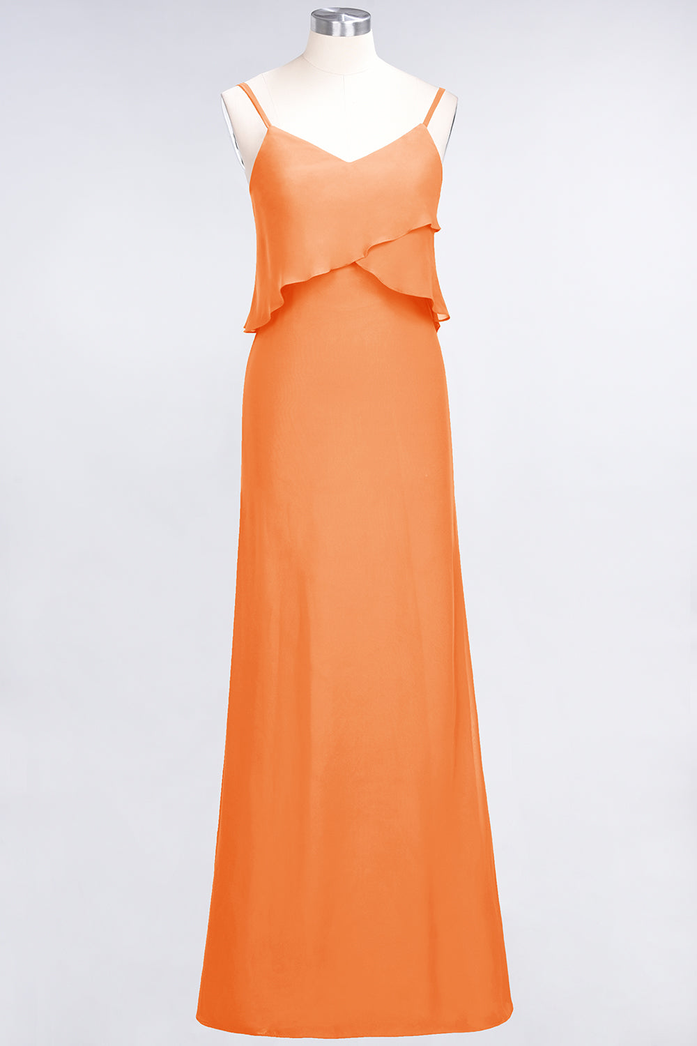 Affordable Spaghetti-Straps V-Neck Burgundy Chiffon Bridesmaid Dresses