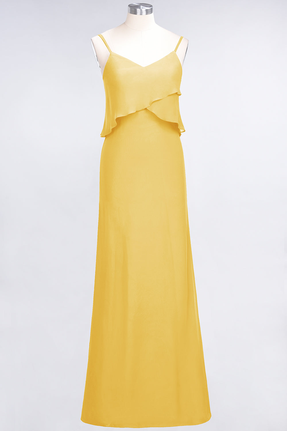 Affordable Spaghetti-Straps V-Neck Burgundy Chiffon Bridesmaid Dresses