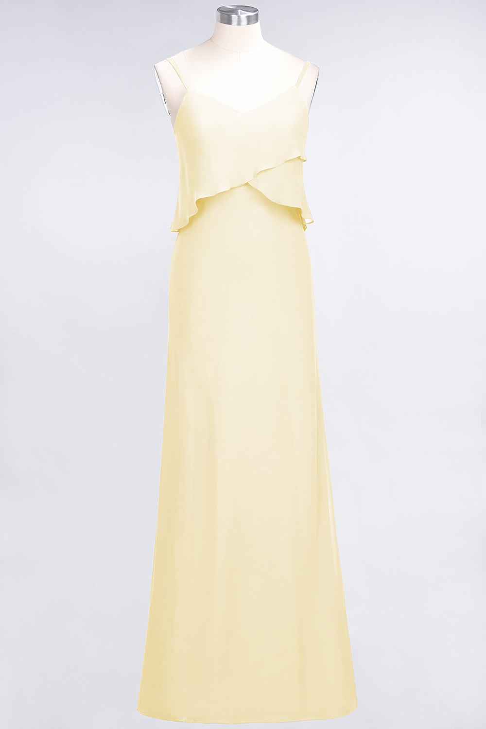 Affordable Spaghetti-Straps V-Neck Burgundy Chiffon Bridesmaid Dresses