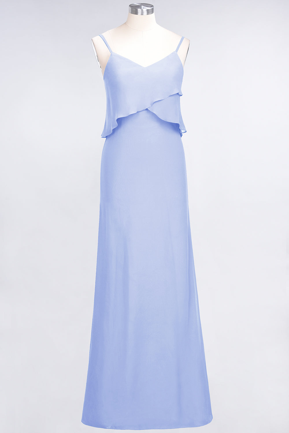Affordable Spaghetti-Straps V-Neck Burgundy Chiffon Bridesmaid Dresses