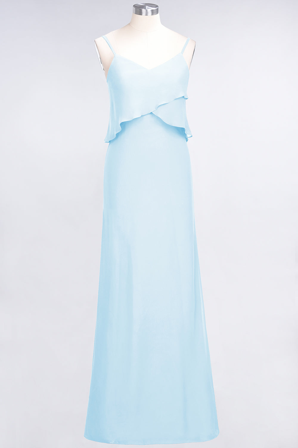 Affordable Spaghetti-Straps V-Neck Burgundy Chiffon Bridesmaid Dresses