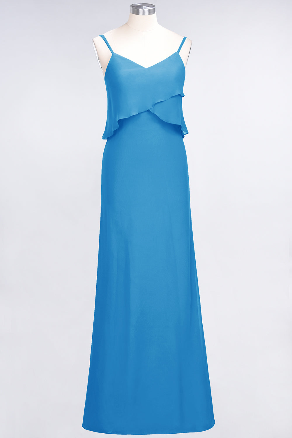 Affordable Spaghetti-Straps V-Neck Burgundy Chiffon Bridesmaid Dresses