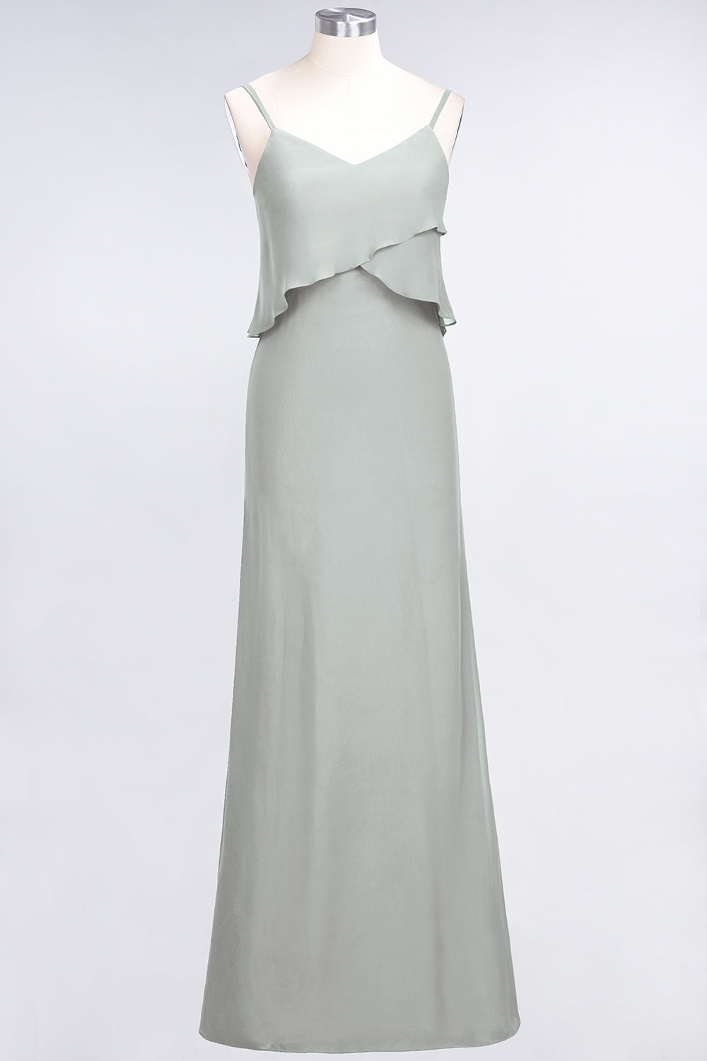 Affordable Spaghetti-Straps V-Neck Burgundy Chiffon Bridesmaid Dresses