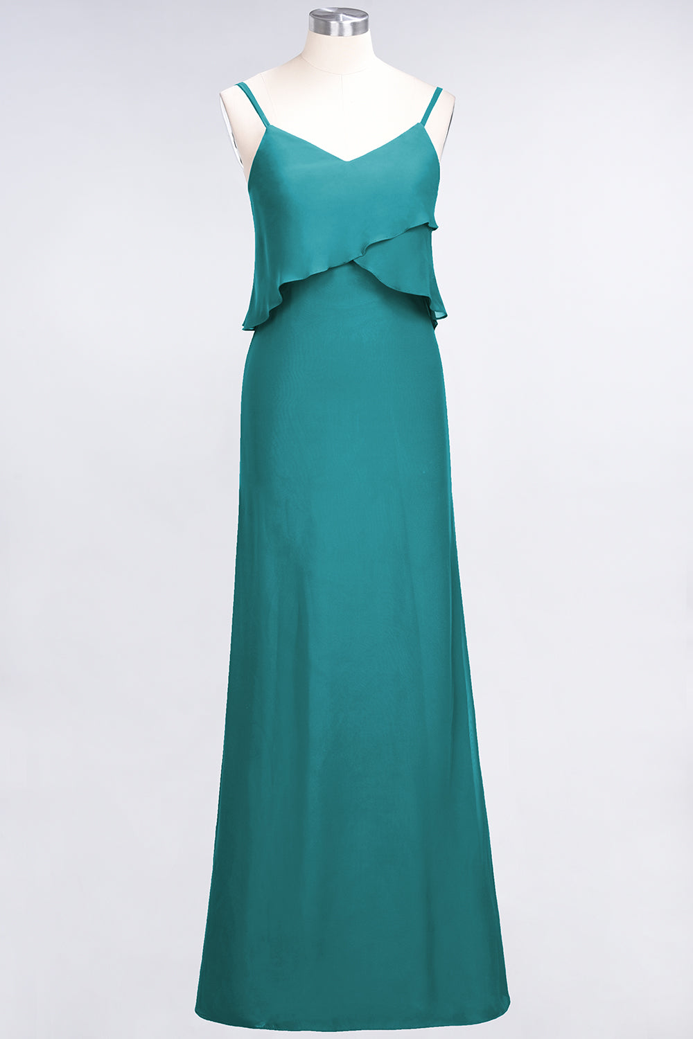 Affordable Spaghetti-Straps V-Neck Burgundy Chiffon Bridesmaid Dresses