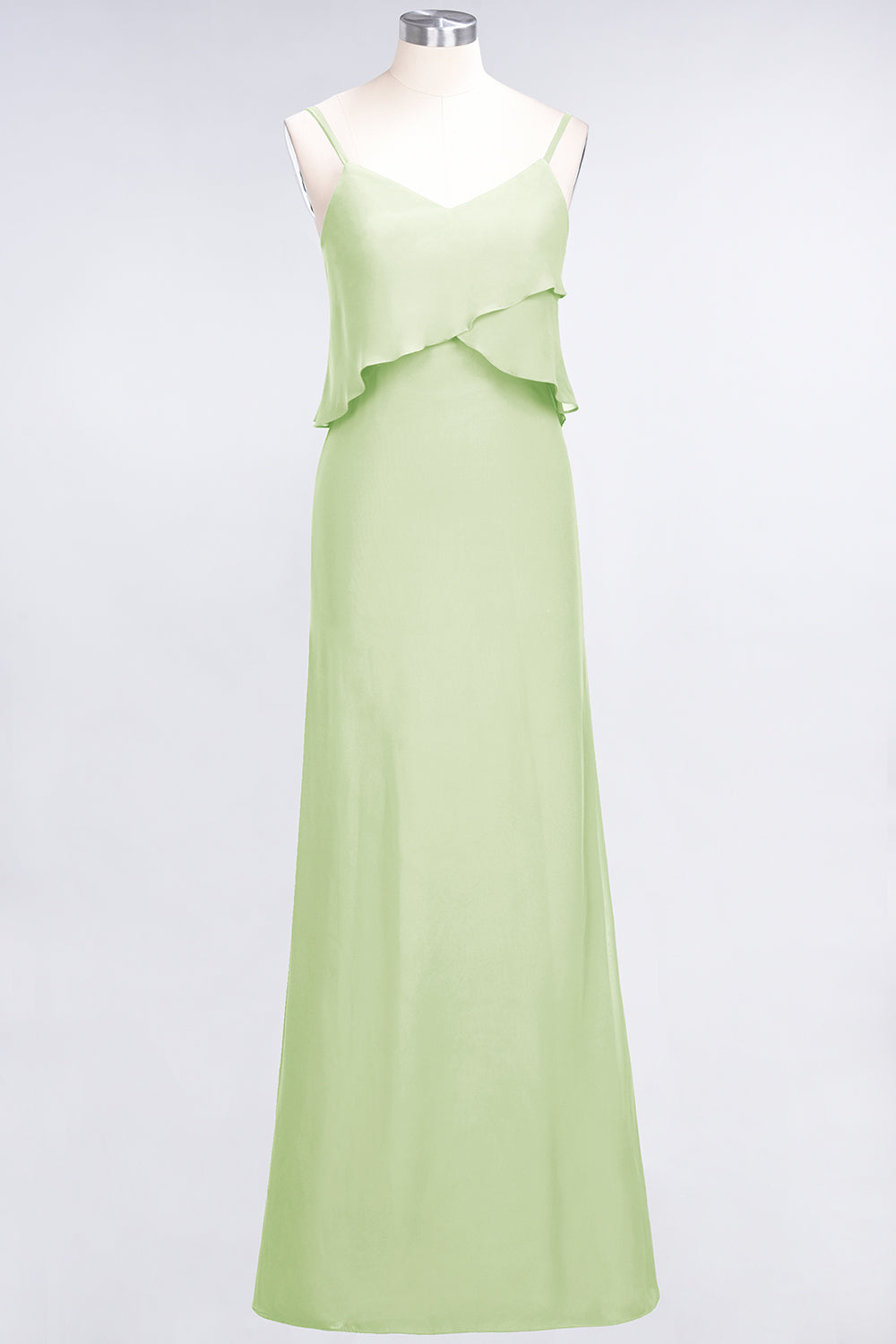 Affordable Spaghetti-Straps V-Neck Burgundy Chiffon Bridesmaid Dresses