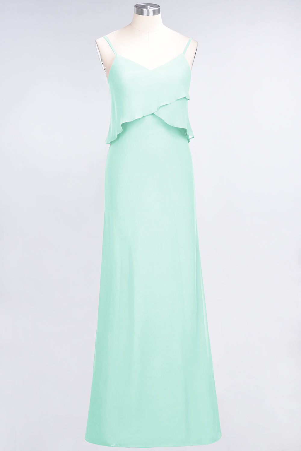 Affordable Spaghetti-Straps V-Neck Burgundy Chiffon Bridesmaid Dresses
