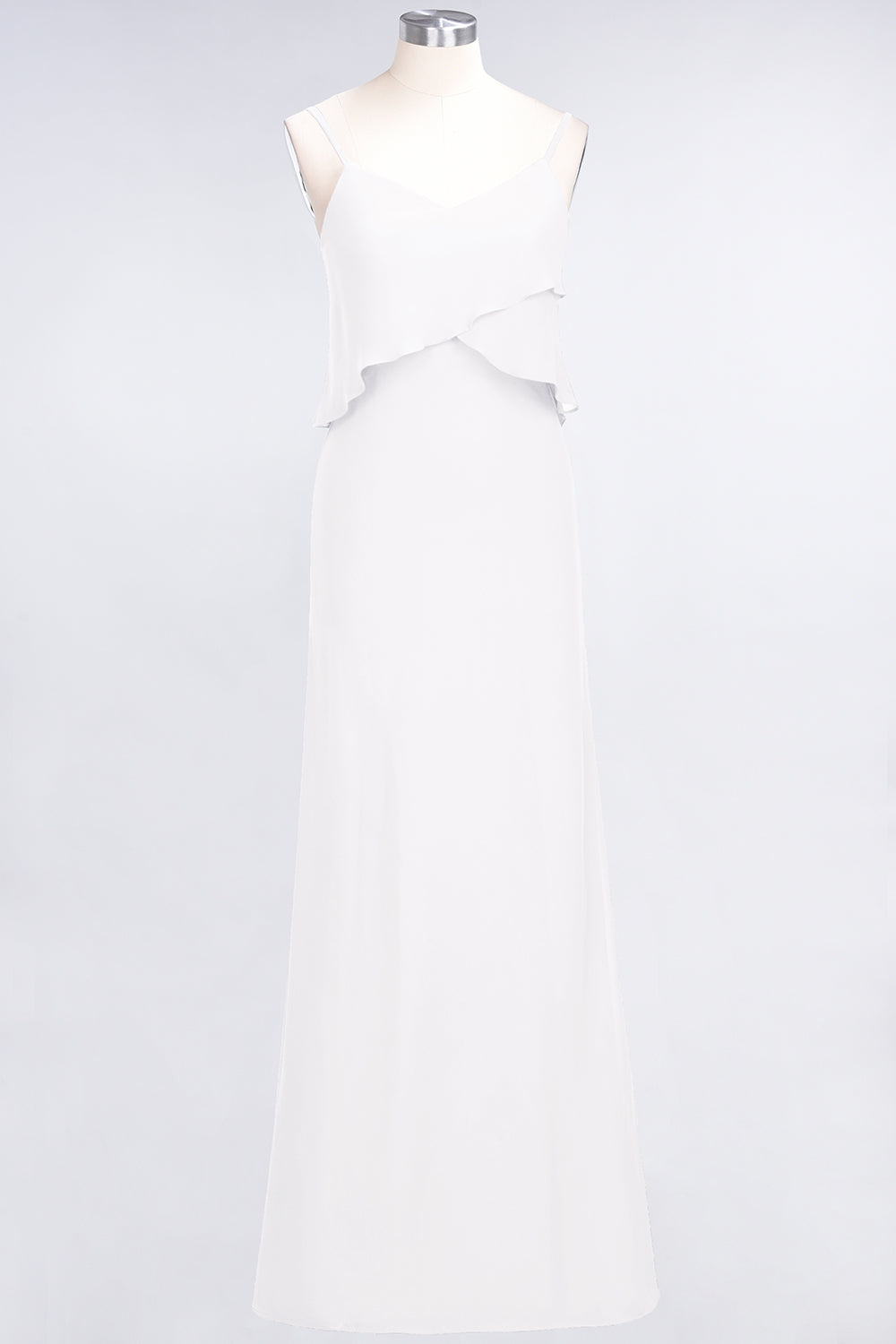 Affordable Spaghetti-Straps V-Neck Burgundy Chiffon Bridesmaid Dresses