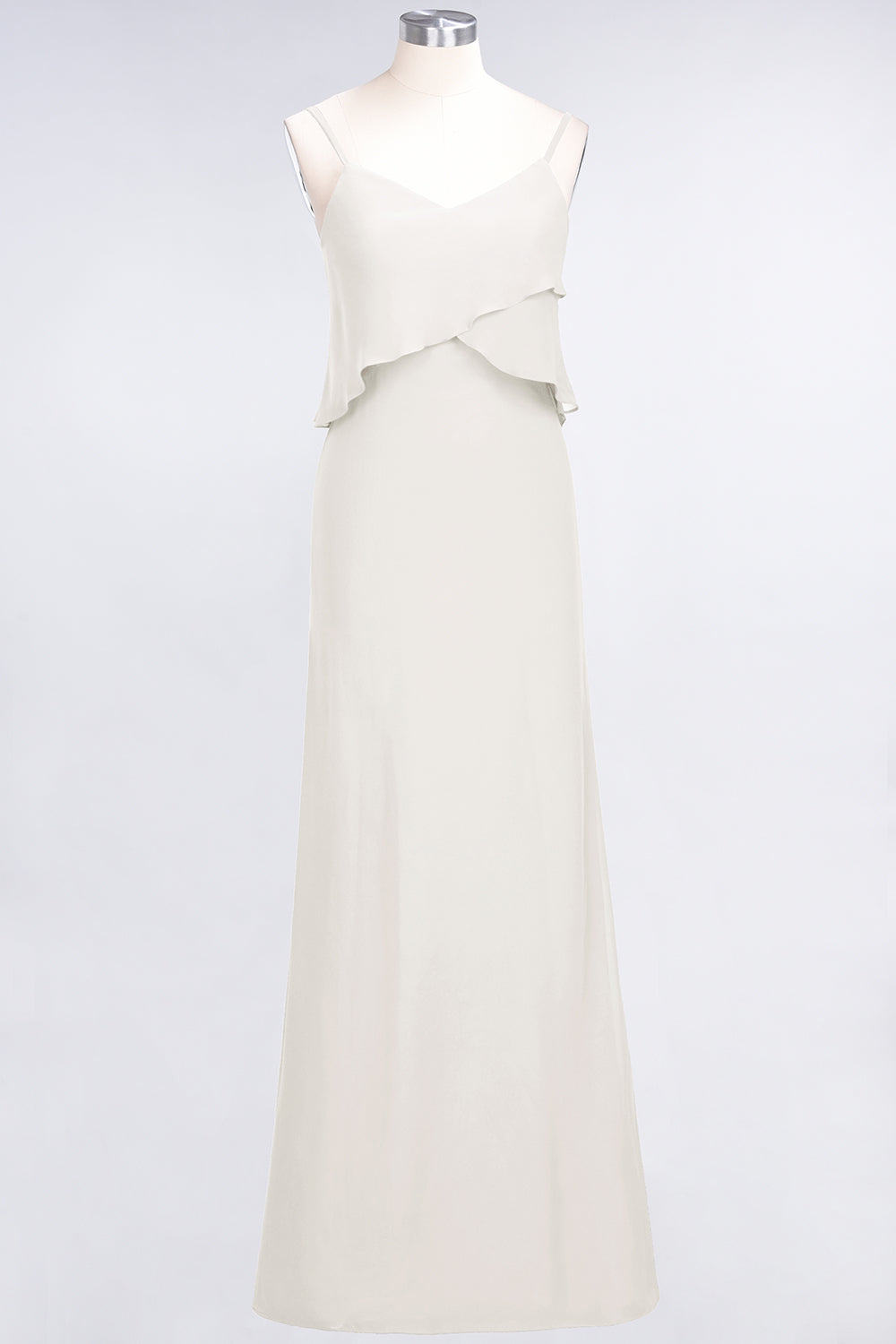 Affordable Spaghetti-Straps V-Neck Burgundy Chiffon Bridesmaid Dresses