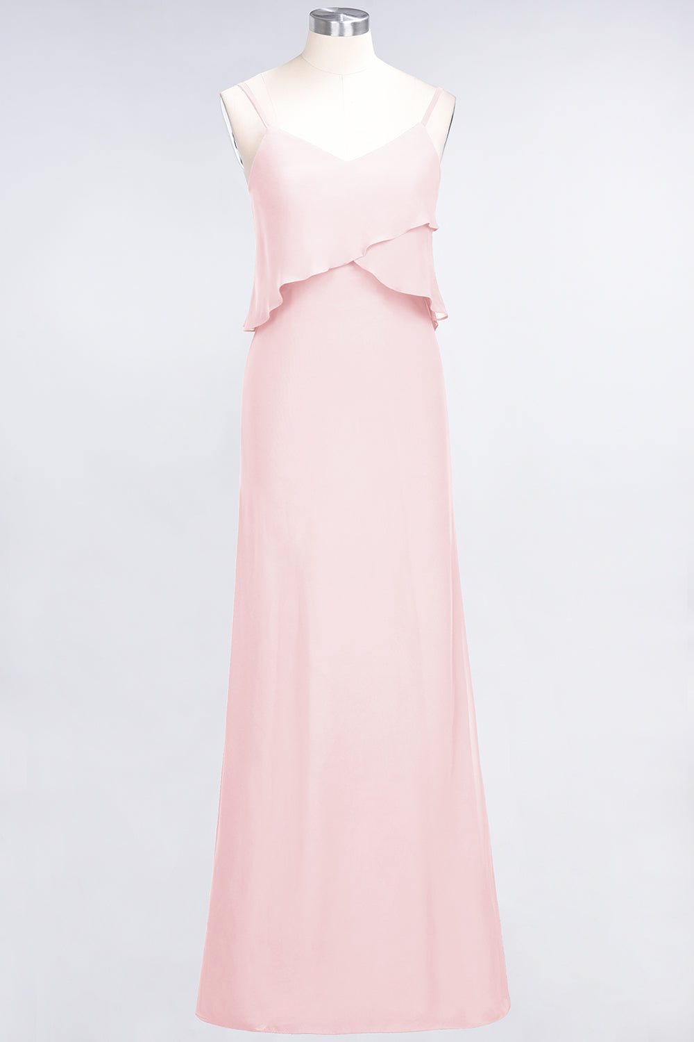 Affordable Spaghetti-Straps V-Neck Burgundy Chiffon Bridesmaid Dresses