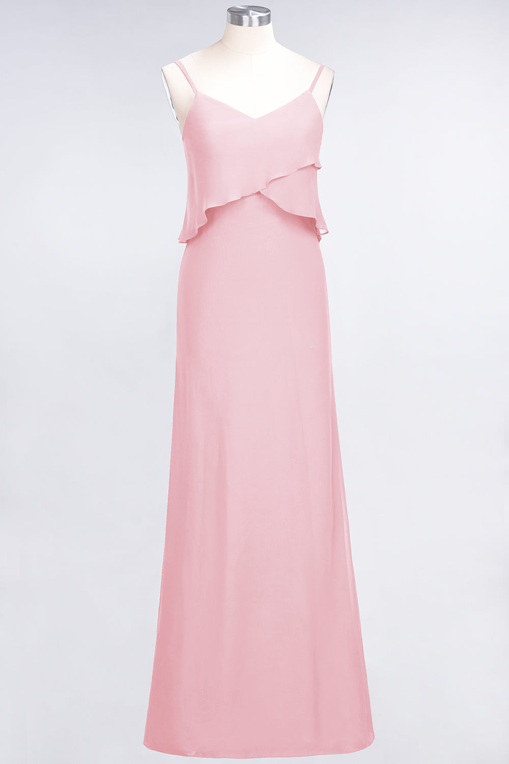 Affordable Spaghetti-Straps V-Neck Burgundy Chiffon Bridesmaid Dresses