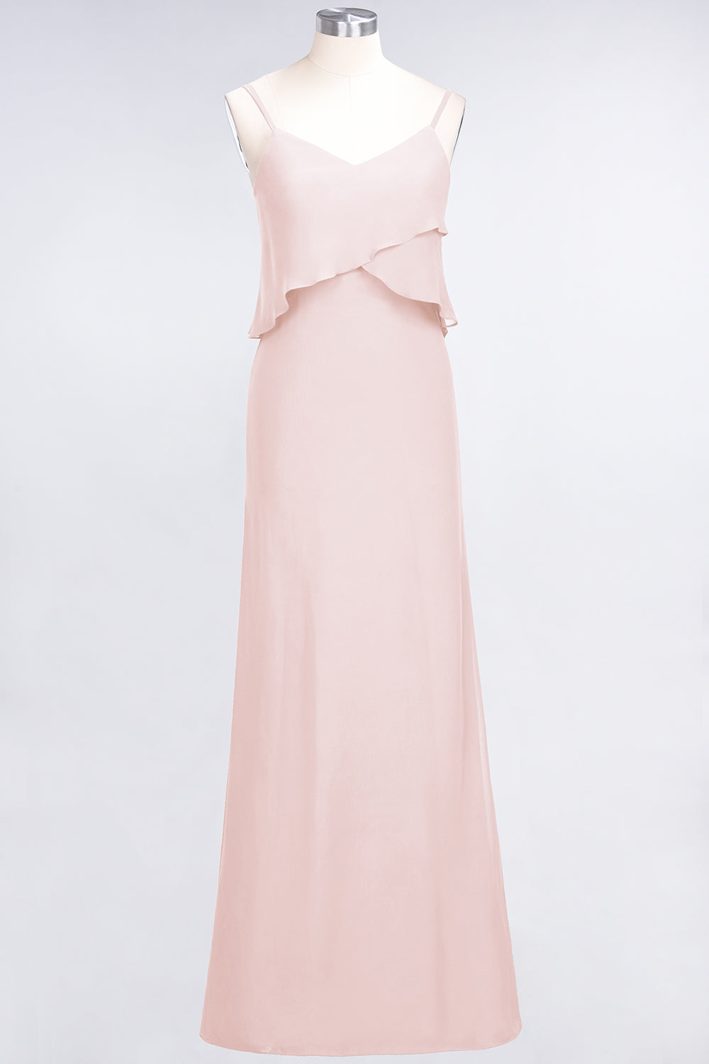Affordable Spaghetti-Straps V-Neck Burgundy Chiffon Bridesmaid Dresses