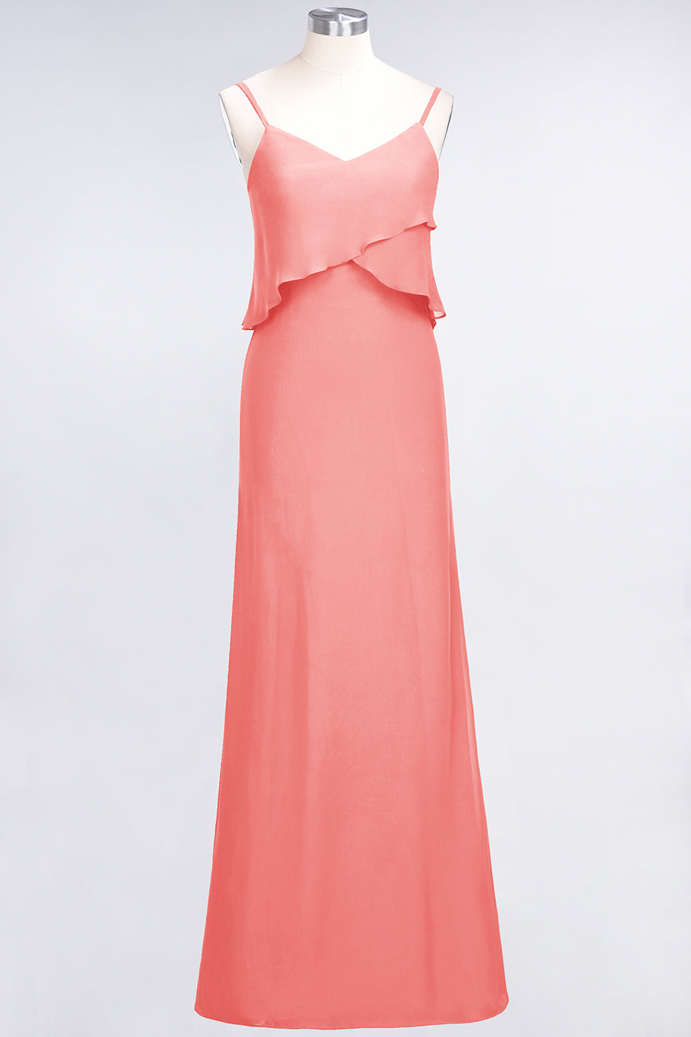 Affordable Spaghetti-Straps V-Neck Burgundy Chiffon Bridesmaid Dresses