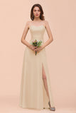 Affordable Strapless Front Slit Long Dusty Sage Bridesmaid Dress