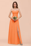 Affordable Strapless Front Slit Long Dusty Sage Bridesmaid Dress