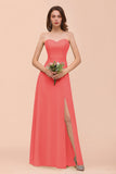 Affordable Strapless Front Slit Long Dusty Sage Bridesmaid Dress