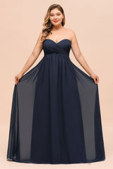 Affordable Strapless Sweetheart Long Bridesmaid Dress with Ruffle
