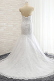 Affordable Strapless Tulle Lace Wedding Dress Sleeveless Sweetheart Bridal Gowns with Appliques On Sale