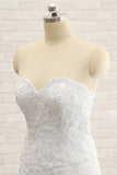 Affordable Strapless Tulle Lace Wedding Dress Sleeveless Sweetheart Bridal Gowns with Appliques On Sale