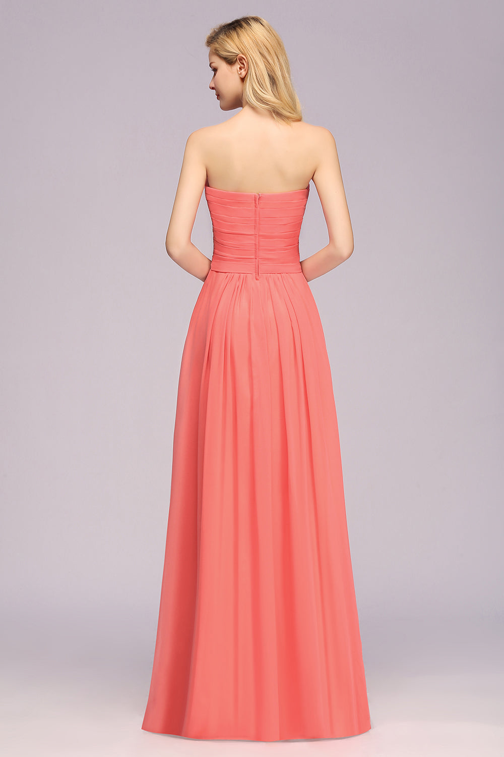 Affordable Sweetheart Strapless Chiffon Bridesmaid Dress with Flower